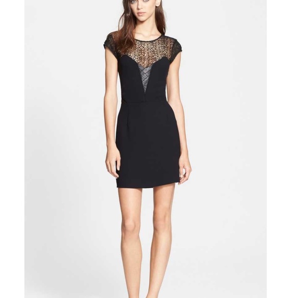 NWT! $365 The Kooples Leather Inset & Lace Contrast Sheath Dress‎ [ Medium ] - Picture 1 of 5